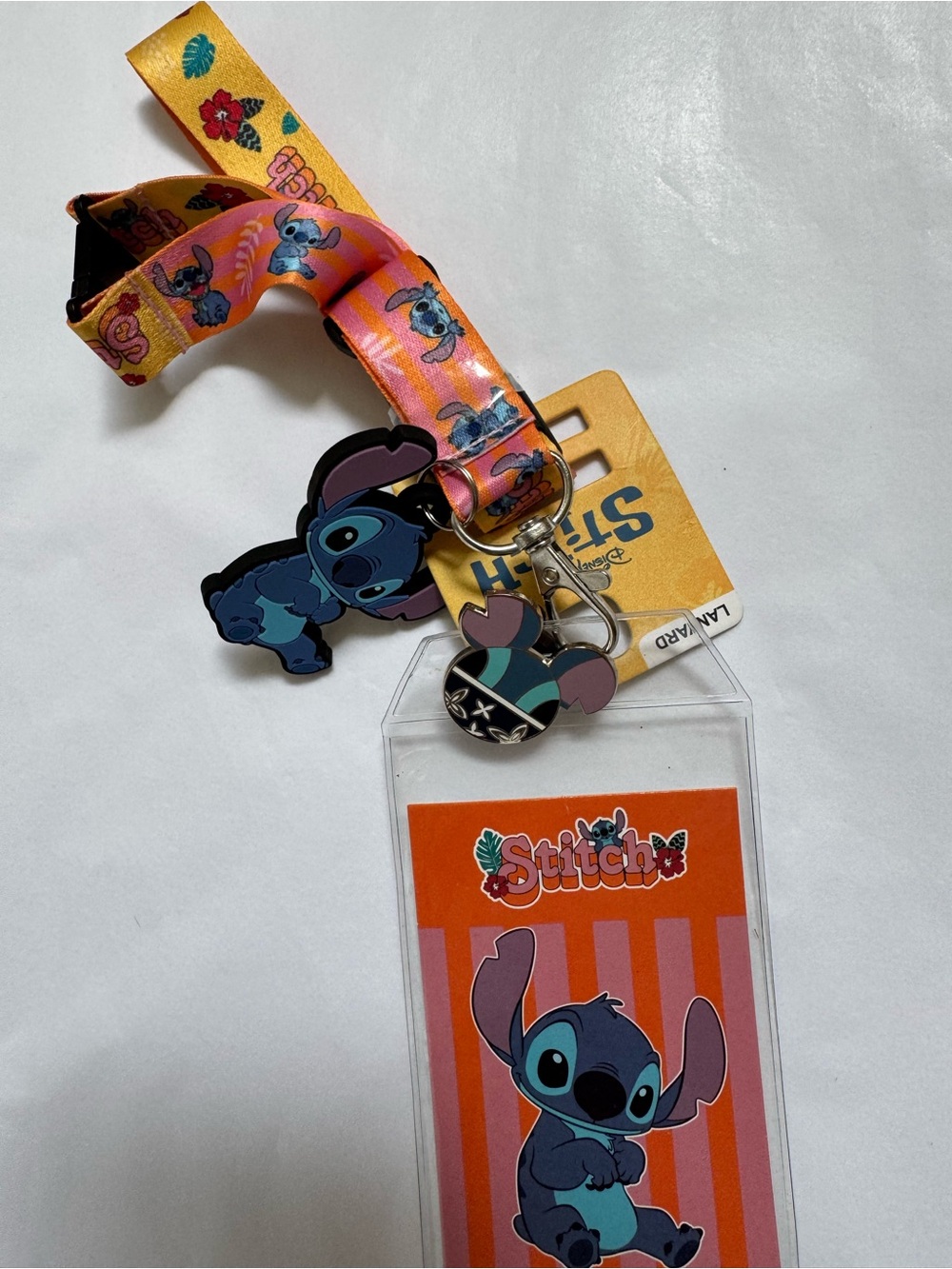 Bioworld Stitch Lanyard, Charm, and Disney Trading Pin Bundle